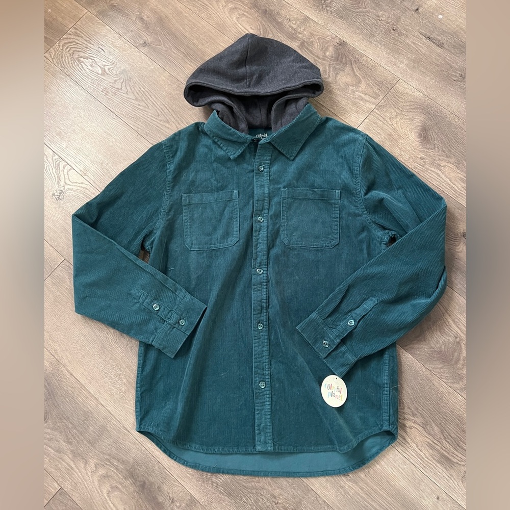 Colorful Planet Corduroy Hooded Shacket Size XXL (18-20) New
